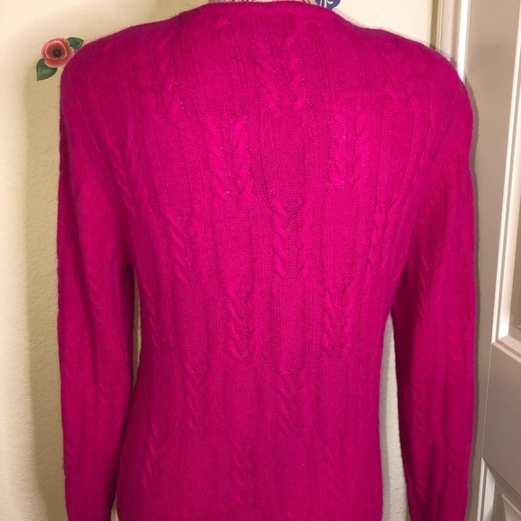 Vintage Evan Picone Lambswool, Angora Pink Sweater Removable Shoulder Pads Sz SP - Picture 5 of 6